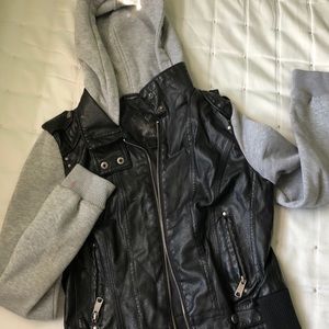 Black and Grey Leather Jacket